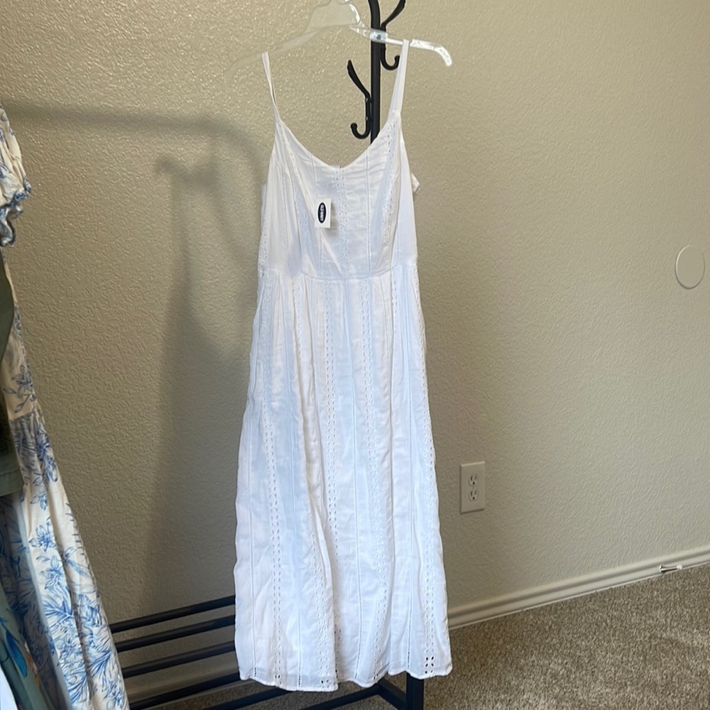 White eyelet midi